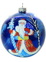 Новогодняя игрушка шар "Дед Мороз с посохом" d 100 мм